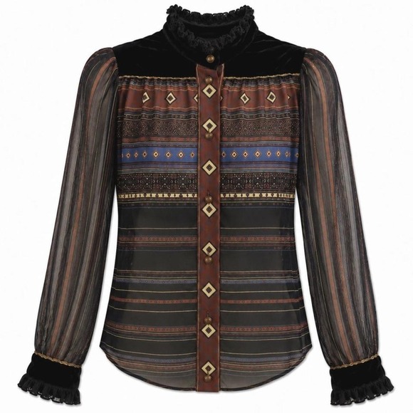 Tops - Gucci Silk & Velvet Button Up
